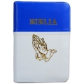 Biblie imbracata in piele, duo, albastru-alb Biblie imbracata in piele, duo, albastru-alb